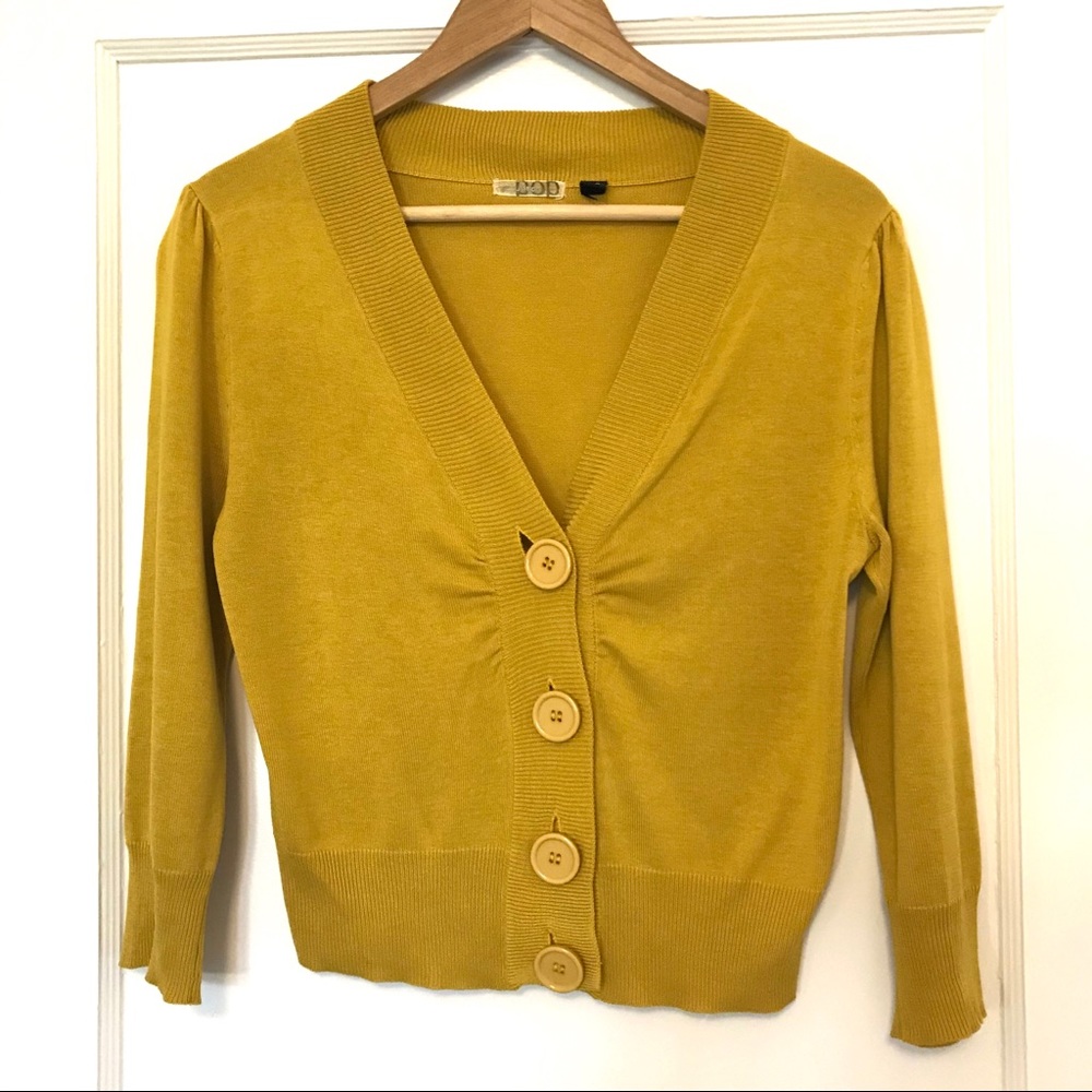 Silk Mustard Yellow Cardigan XS